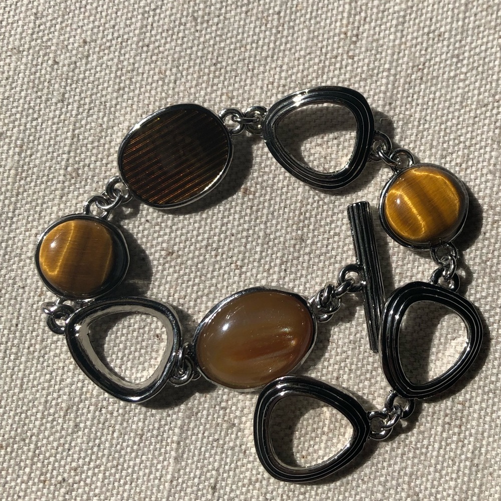 Lia Sophia Silvertone tiger eye bracelet